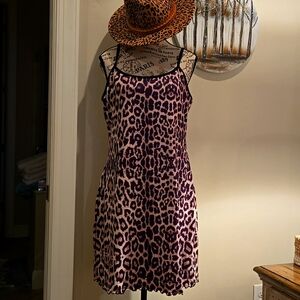 Leopard print stretch black tan chemise night shirt teddy for you